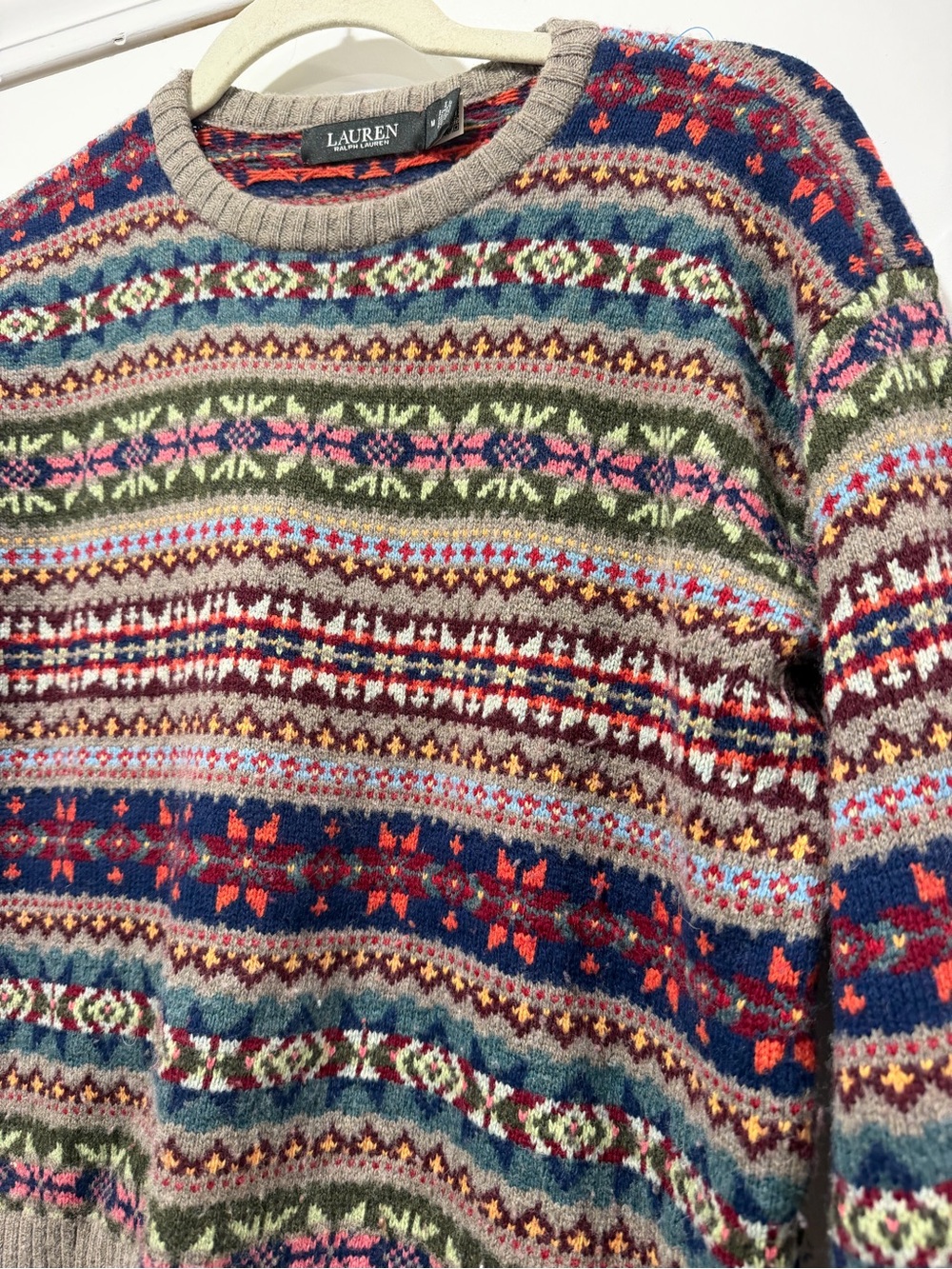 Lauren Ralph Lauren Black Label Multicolor Fair Isle Crewneck Sweater - Picture 2 of 5
